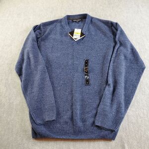 Tricots St. Raphael Sweater Mens Medium Blue Knit Long Sleeve V Neck Pullover